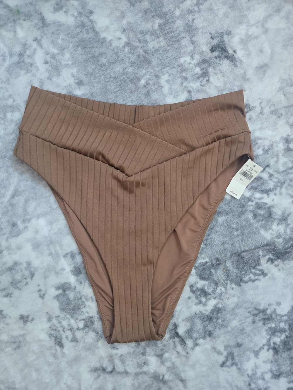 aerie Ribbed High-Waist Bikini Bottoms in Brown